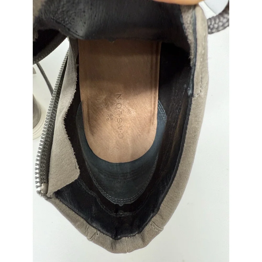 Caslon Soft Gray‎ Leather Wedge Sneakers Shoes Side Zip Laces SZ 9M